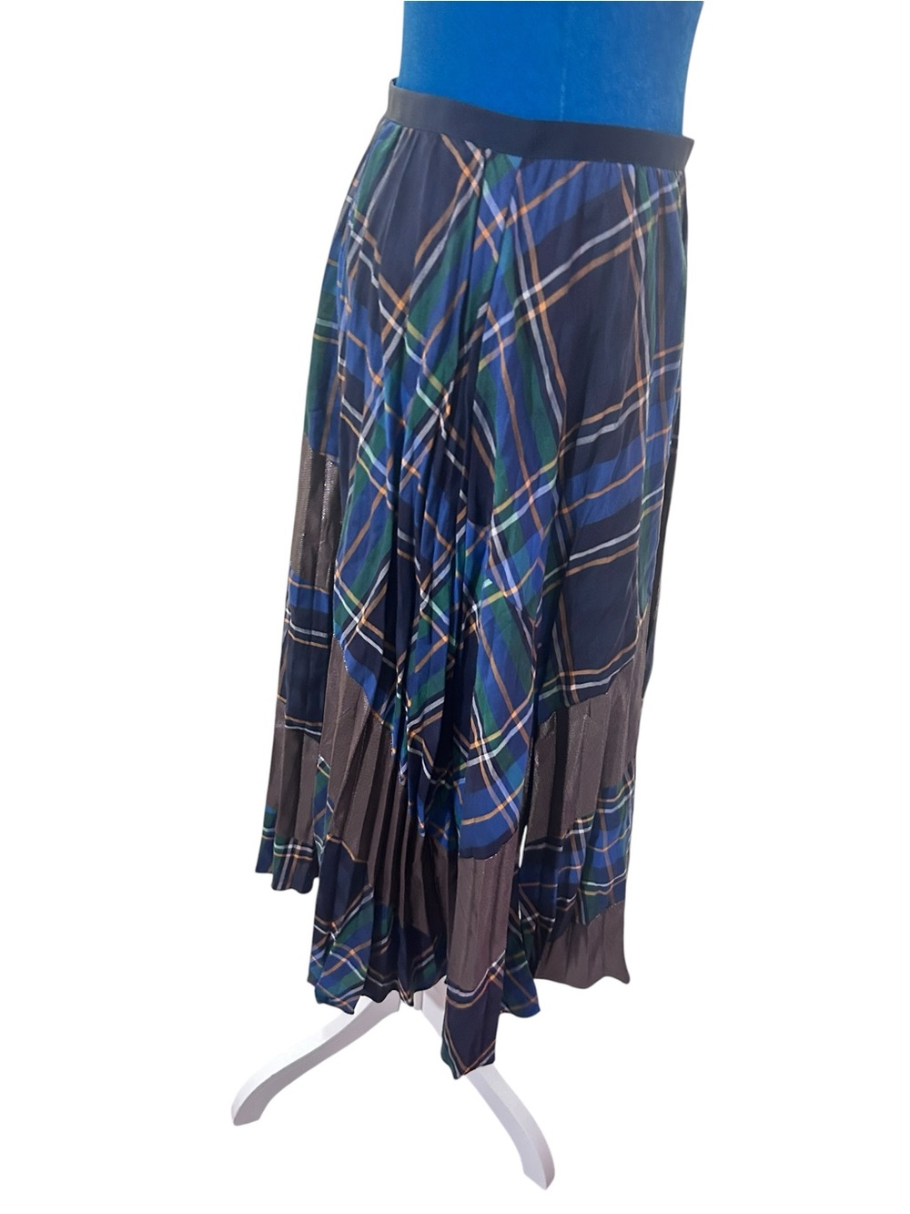 ✨ Tanya Taylor Plaid Metallic Pleated Midi Skirt Sz 6 - Picture 4 of 6